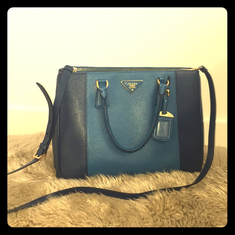 PRADA Bluette+Cobalto Saffiono Lux Authentic